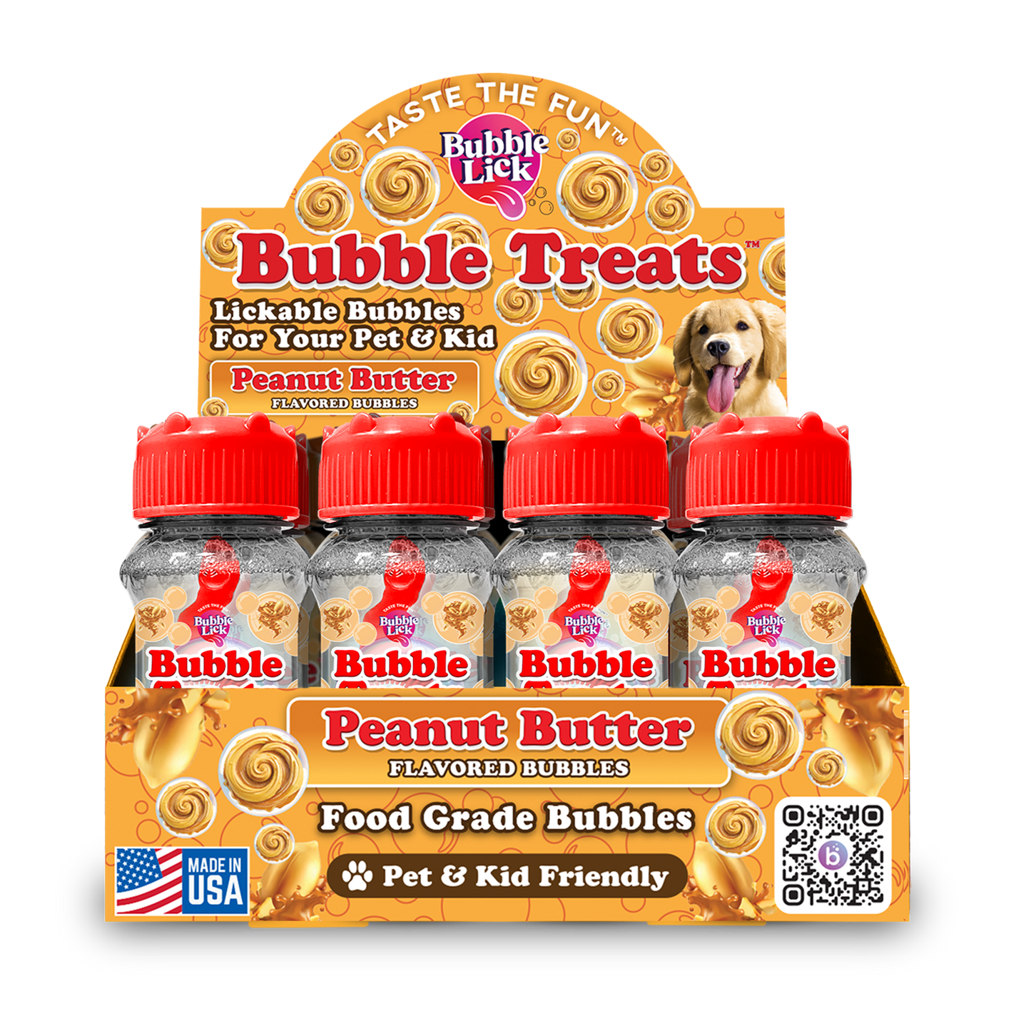 BubbleLick Bubble Treats Peanut Butter Swirl Flavored Bubbles for Pets