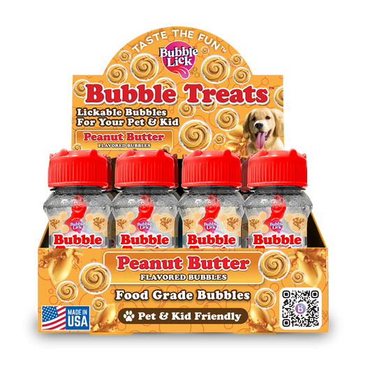 BubbleLick Bubble Treats Peanut Butter Swirl Flavored Bubbles for Pets